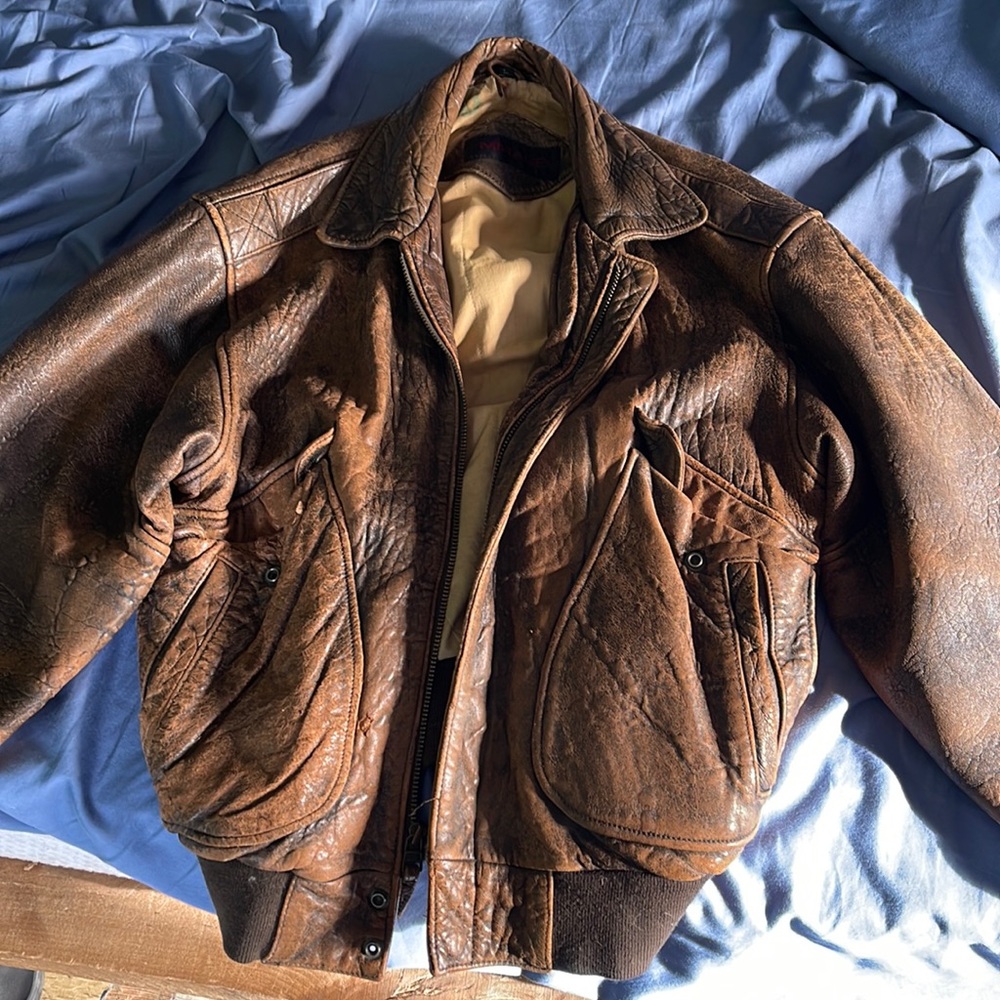 Vintage leather bomber jacket